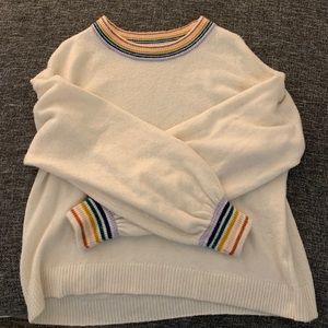 Medium Madewell rainbow trim soft knit sweater